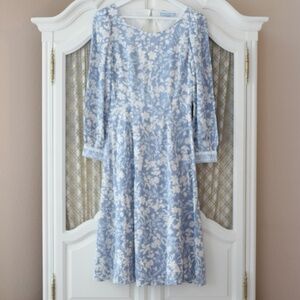 Antonio Melani Blue and White Floral Midi Dress